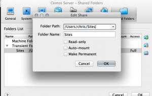 Add a virtual box shared folder